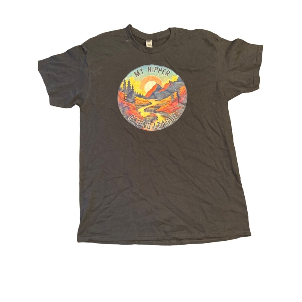 Gildan‎ Black Mt. Ripper Racing League Graphic T-Shirt L Heavy Cotton